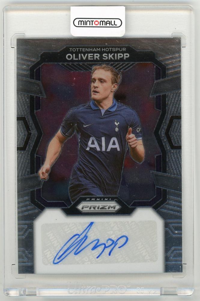 2023-24 Panini Prizm Premier League Oliver Skipp Signatures trading card from Tottenham Hotspur with serial number S-OS