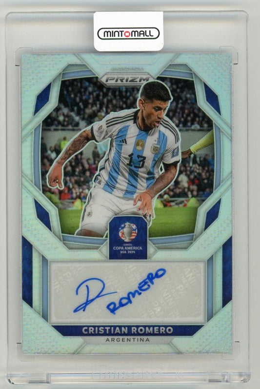 2024 Panini Prizm Copa America Cristian Romero Signatures Silver Prizm Parallel 5 out of 10 Argentina card