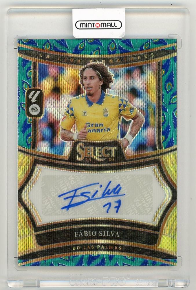 2024-25 Panini Select LaLiga Fabio Silva Select Signatures Peacock Parallel trading card from UD Las Palmas