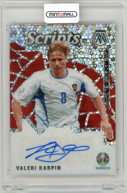 2021 Panini Mosaic UEFA Euro 2020 trading card featuring Valeri Karpin from Russia Euro Scripts