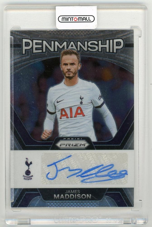 2023-24 Panini Prizm Premier League James Maddison PenmanshipP-JM Tottenham Hotspur player card numbered 6 of 25