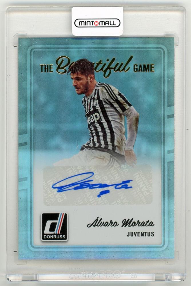 2016-17 Panini Donruss Alvaro Morata The Beautiful Game Autograph card featuring Juventus team