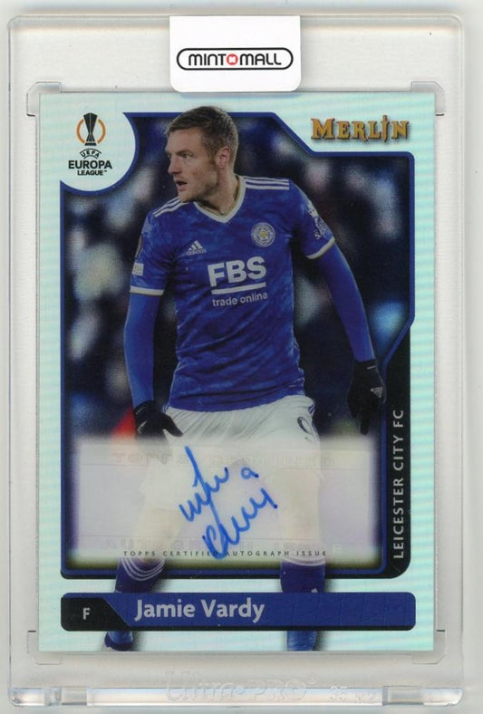 2021-22 Topps Merlin Chrome UEFA Jamie Vardy AutographsA-JV Leicester City FC collectible card