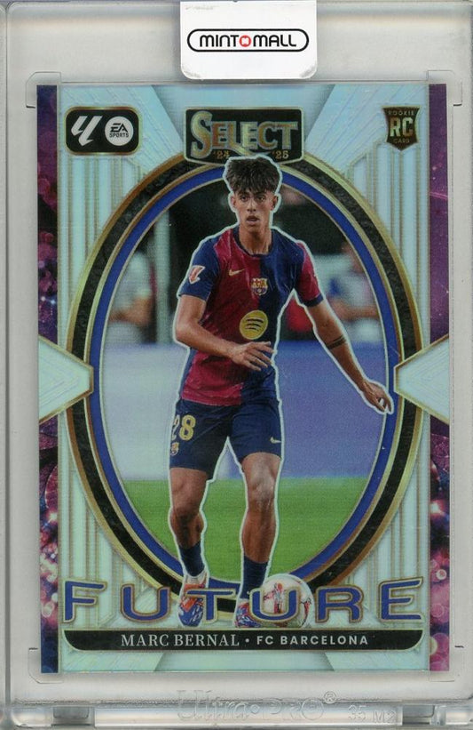2024-25 PANINI SELECT LA LIGA trading card featuring Marc Bernal of FC BARCELONA, graded PSA9, sealed and unused