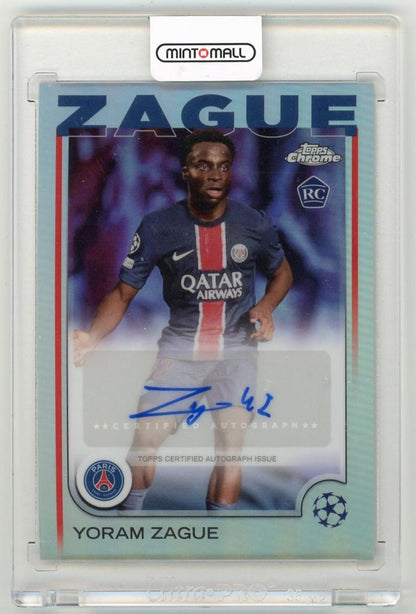 2024-25 Topps Chrome UEFA Club Competitions Yoram Zague Autograph card featuring Paris Saint-Germain