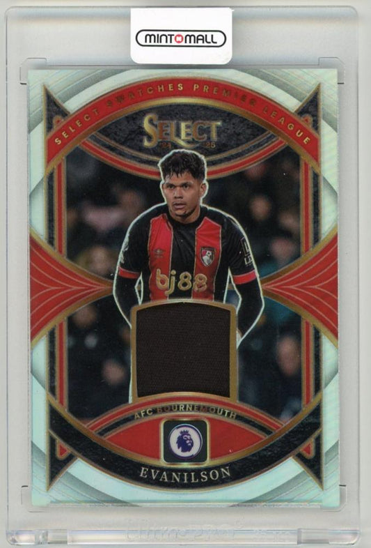 2024-25 Panini Select Premier League Evanilson Swatches card from AFC Bournemouth in used condition