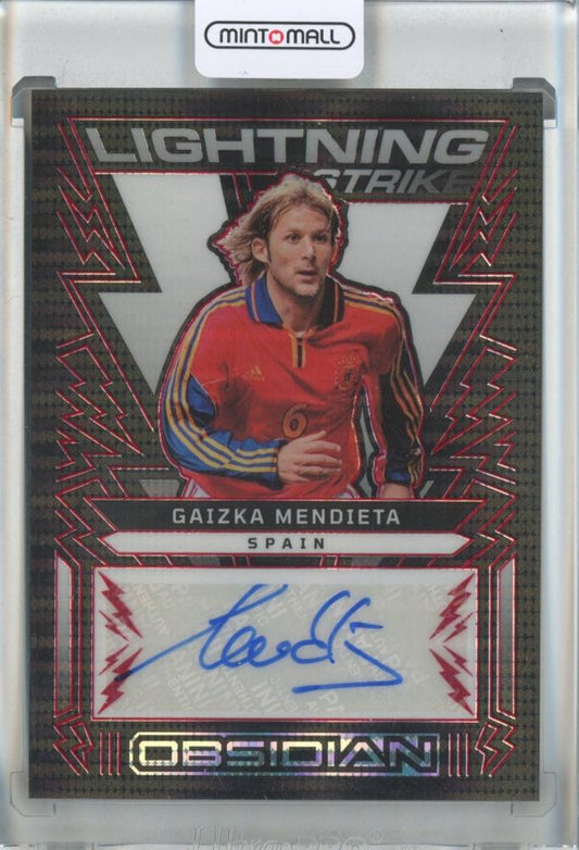2022-23 Panini Obsidian Gaizka Mendieta Lightning Strike Autographs Red Pulsar trading card #12 9 of 44
