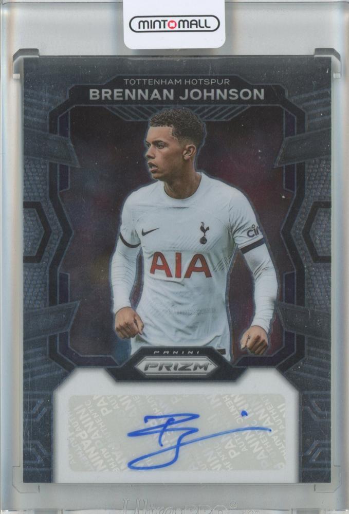 2023-24 Panini Prizm English Premier League Brennan Johnson Signatures Auto card number 43 from Tottenham Hotspur