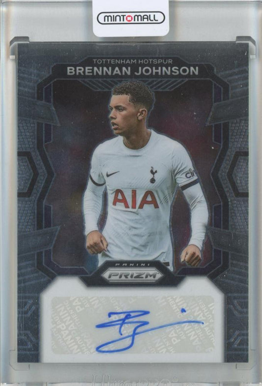 2023-24 Panini Prizm English Premier League Brennan Johnson Signatures Auto card number 43 from Tottenham Hotspur