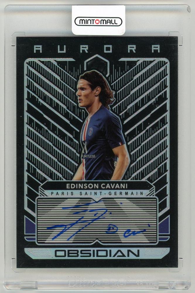 2019-20 Panini Obsidian Edinson Cavani Aurora Autographs serial number 5 of 35 trading card from Paris Saint-Germain