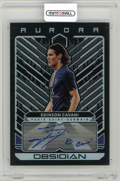 2019-20 Panini Obsidian Edinson Cavani Aurora Autographs serial number 5 of 35 trading card from Paris Saint-Germain