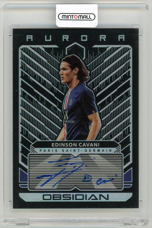 2019-20 Panini Obsidian Edinson Cavani Aurora Autographs serial number 5 of 35 trading card from Paris Saint-Germain