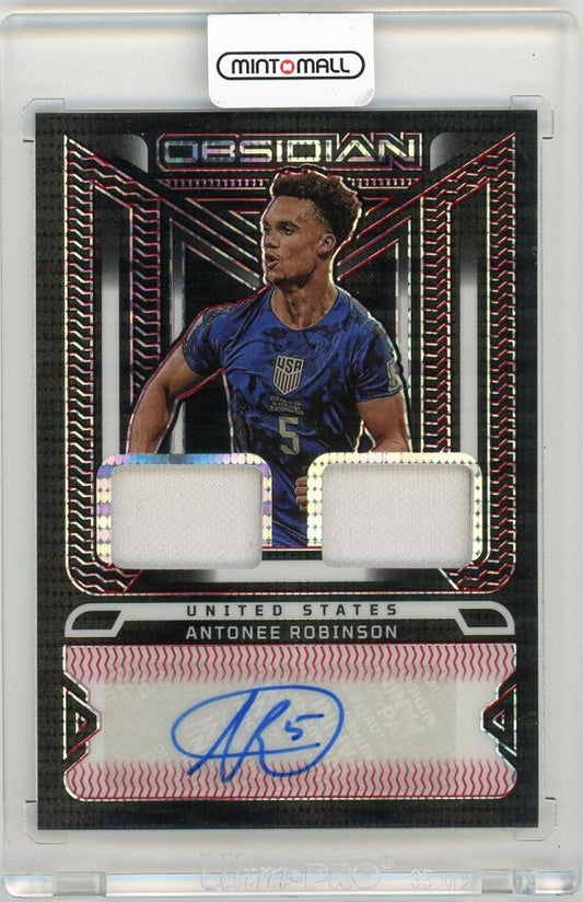 2022-23 Panini Obsidian Antonee Robinson Dual Jersey Ink1/1 soccer trading card featuring dual jerseys