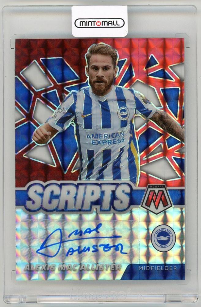 2021-22 Panini Mosaic Premier League Alexis Mac Allister Scripts Fusion Red Choice Parallel trading card