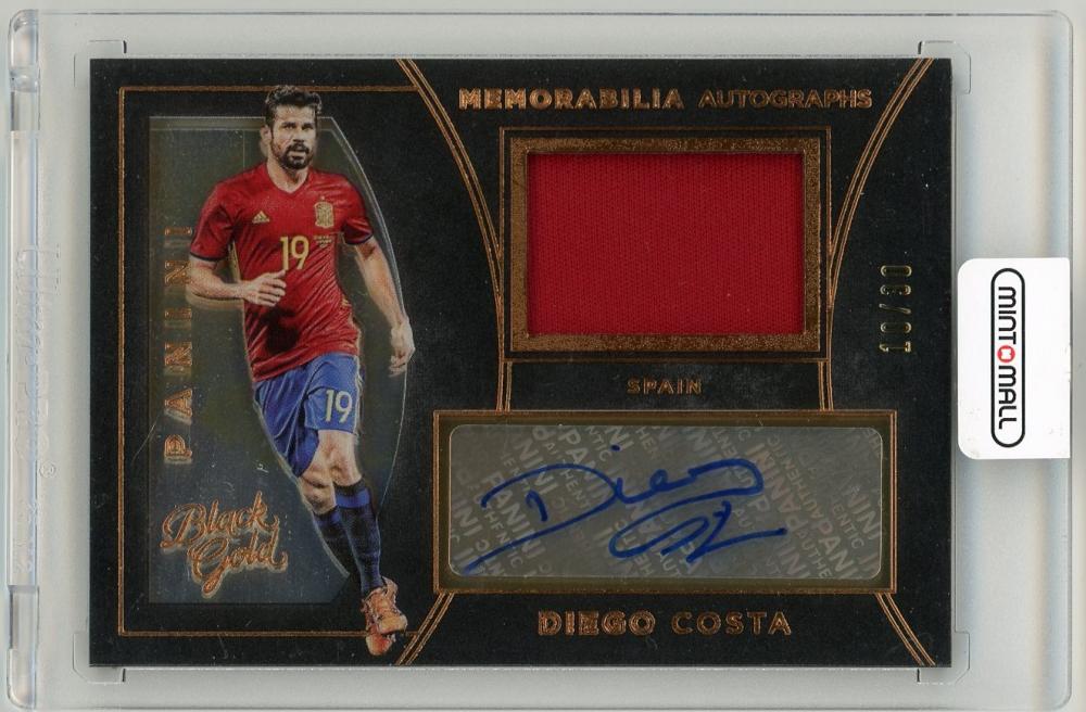 2016-17 Panini Black Gold Diego Costa Memorabilia Autographs card serial 10 of 30 featuring player photo and autograph