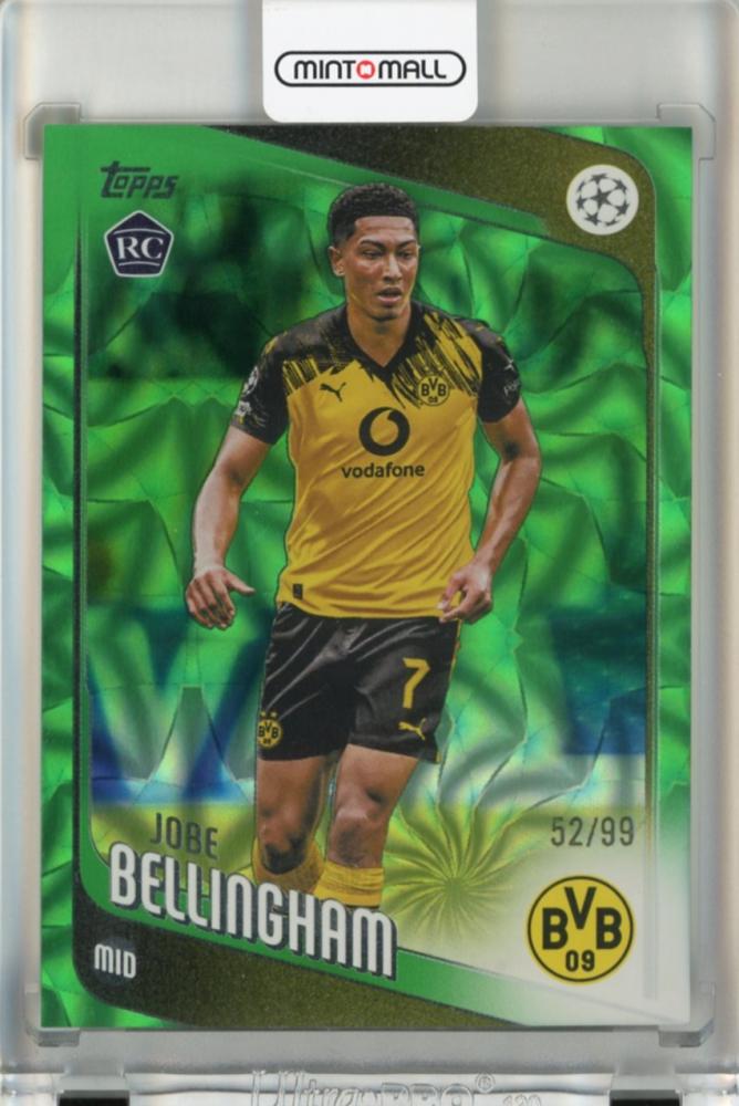 2025-26 Topps UEFA Japan Edition Jobe Bellingham Green Inferno Holo Rookie Card number 552 out of 99 with initial damage