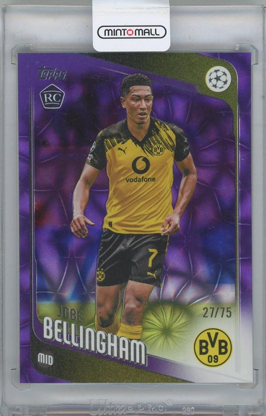 2025-26 TOPPS UEFA Japan Edition Purple Sunflower Foil card #5 featuring Jobe Bellingham Borussia Dortmund serial 27 of 75