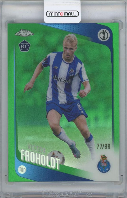 2025-26 TOPPS Chrome UEFA Club Competitions Green Refractors card #91 Victor Froholdt FC Porto limited 77 of 99
