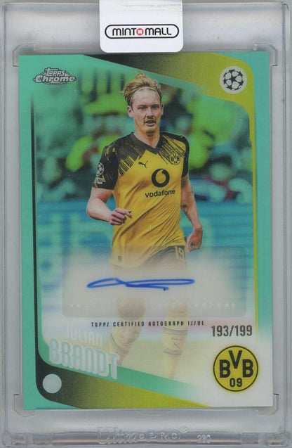 2025-26 TOPPS Chrome UEFA Club Competitions Autographs Aqua Refractors Julian Brandt Borussia Dortmund card number 193/199