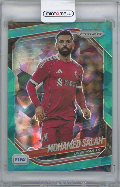 2025-26 PANINI Prizm FIFA Prizms Teal Ice Mohamed Salah Liverpool FC trading card number 03 out of 99