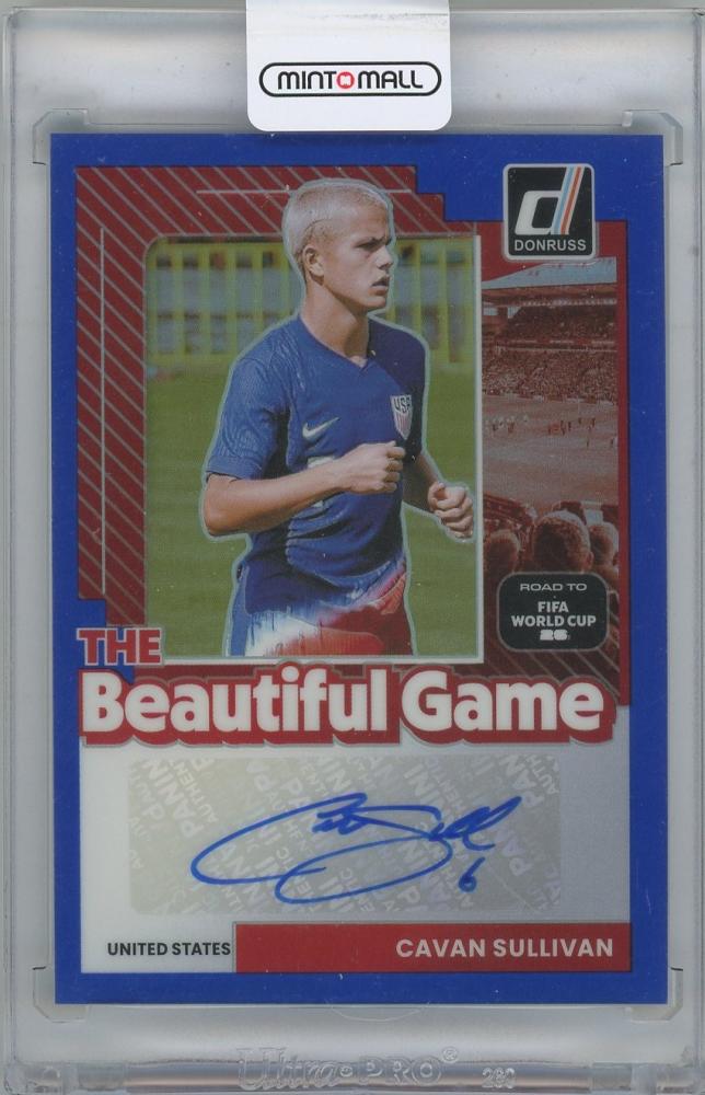 2025-26 DONRUSS Road to FIFA World Cup Beautiful Game Autographs Blue card of Cavan Sullivan United States serial 31 of 99