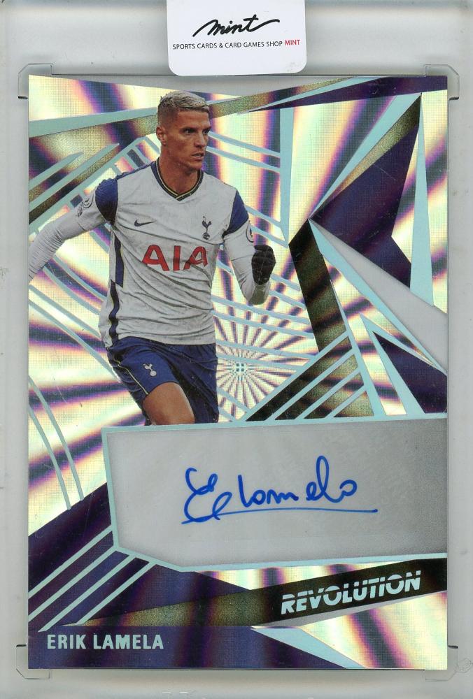 2020-21 Panini Revolution Soccer card featuring Erik Lamela autograph numbered 9 of 10