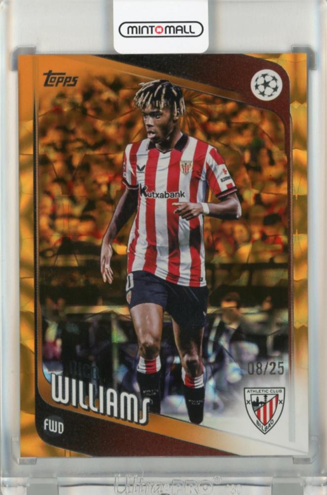 2025-26 Topps UEFA Japan Edition Nico Williams Orange Inferno Holo trading card serial #3808/25