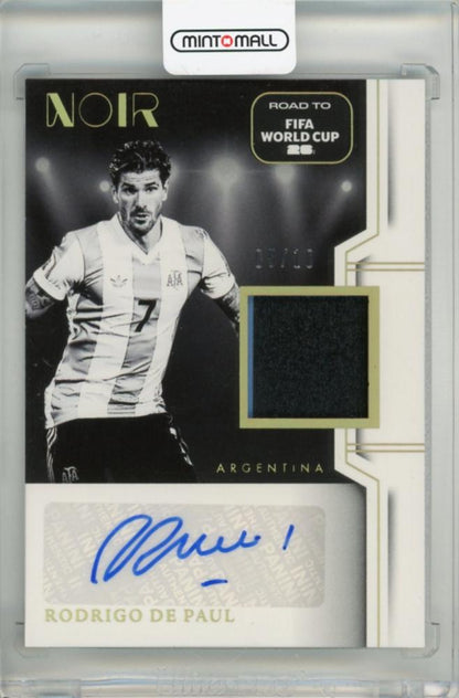 2025-26 Panini Noir Road to FIFA World Cup Rodrigo de Paul autographed memorabilia Black and White Prime card #1505/10