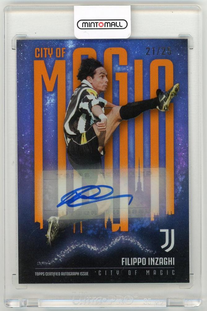 2023-24 TOPPS Juventus Official Team Set Filippo Inzaghi City of Magic Orange Parallel autograph card numbered 21/25