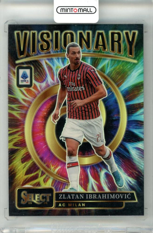 2025-26 Panini Select Serie A trading card featuring Zlatan Ibrahimovic #14 Visionary