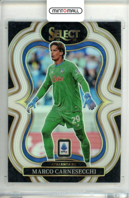 2025-26 Panini Select Serie A Marco Carnesecchi #120 Base Mezzanine White Parallel card serial numbered 15 of 20