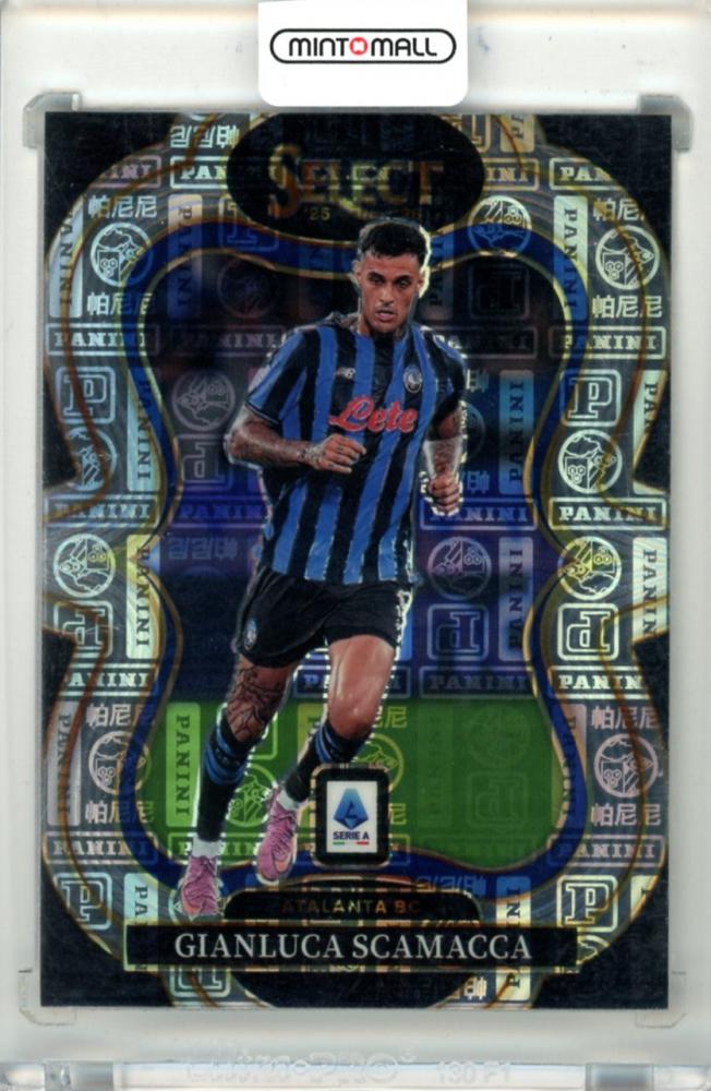 2025-26 Panini Select Serie A trading card featuring Gianluca Scamacca #119 Mezzanine Panini Logo Parallel 40 of 61