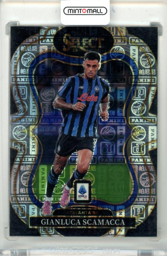 2025-26 Panini Select Serie A trading card featuring Gianluca Scamacca #119 Mezzanine Panini Logo Parallel 40 of 61
