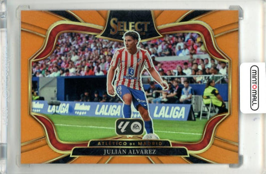 2025-26 Panini Select La Liga Julian Alvarez #218 Base Field Level Orange Parallel card serial numbered 74 out of 75