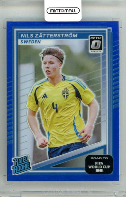 2025-26 Panini Donruss Road To FIFA World Cup soccer trading card Nils Zatterstrom #244 Optic Blue Parallel 53/75