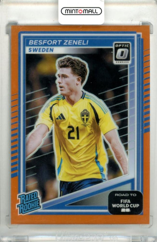 2025-26 Panini Donruss Road To FIFA World Cup 26 Besfort Zeneli #242 Base Optic Orange Parallel soccer trading card