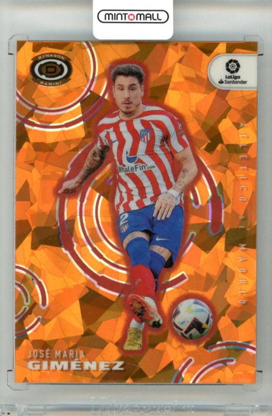 2022-23 Panini Chronicles Soccer trading card featuring Jose Maria Gimenez #261 Dynagon Orange Ice Parallel 02 of 23