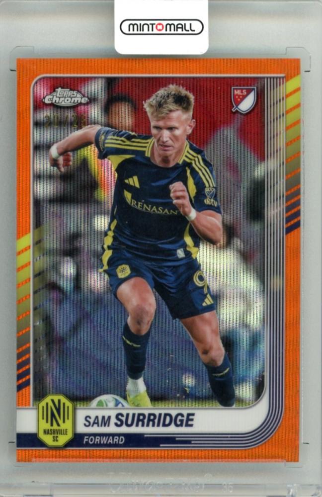 2025 Topps Chrome Major League Soccer card of Samuel Surridge #152 Base Orange Wave Parallel serial number 20 of 25