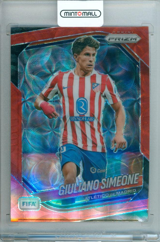 2025-26 Panini Prizm FIFA Giuliano Simeone #14 Base Choice Red Parallel trading card serial 31 of 88