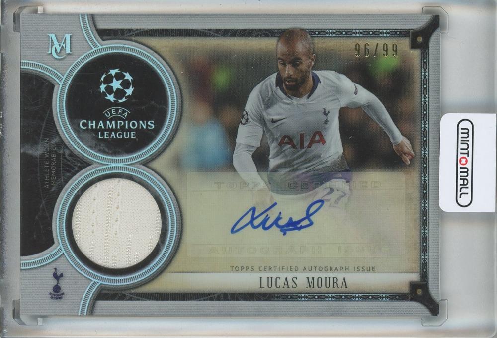 2018-19 Topps Museum Collection UEFA Champions League Lucas Moura Autograph Relics card #MARLM96/99 from Tottenham Hotspur
