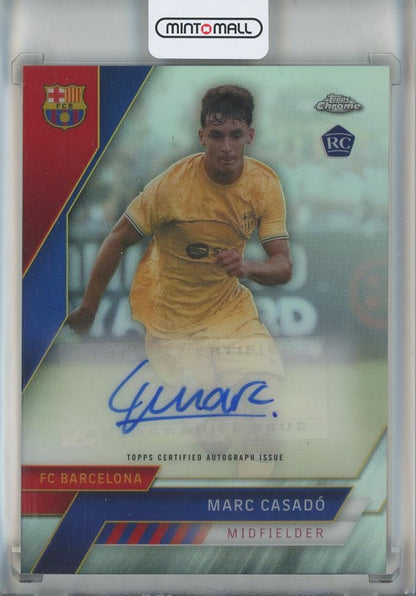 2022-23 FC Barcelona Topps Chrome Marc Casado Autographs card with autograph and FC Barcelona logo