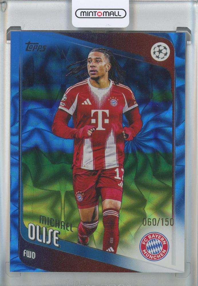 2025-26 Topps UEFA Competitions Japan Edition Michael Olise #4 Blue Refractors soccer card serial 60 of 150