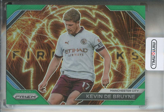 2023-24 Panini Prizm English Premier League De Bruyne Fireworks Green card serial #12/5 from Manchester City