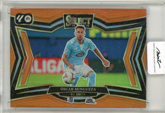 2024-25 Panini Select La Liga Soccer trading card of Oscar Mingueza serial number 18 out of 49