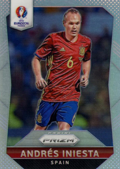 2016 Panini Prizm UEFA Euro trading card featuring official UEFA Euro design and player images