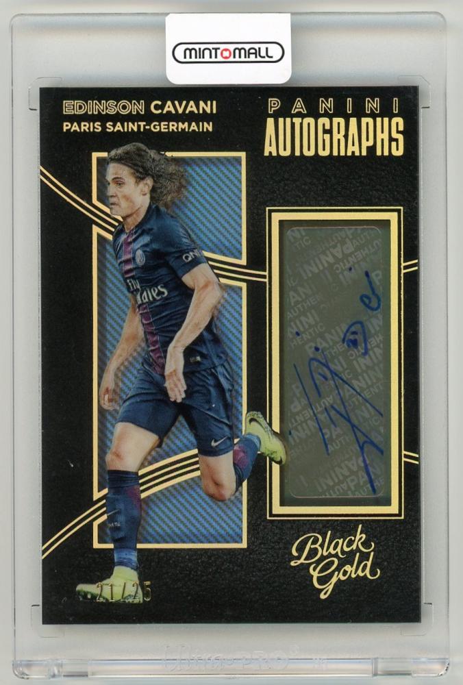 2016-17 Panini Black Gold Edinson Cavani Autograph Holo Gold Parallel 21 of 25 trading card from Paris Saint-Germain