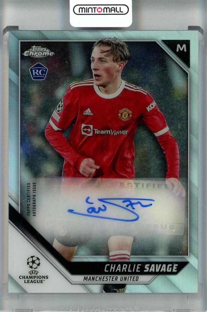 2021-22 Topps Chrome UEFA Champions League Charlie Savage RC Autograph card #CACH with damage note