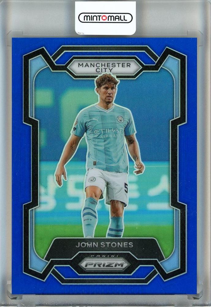 2023-24 Panini Prizm English Premier League John Stones Blue #825/299 trading card from Manchester City