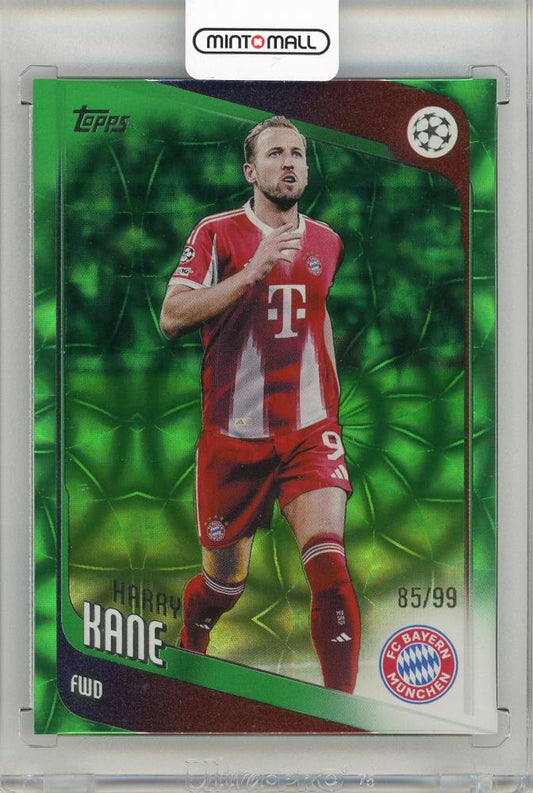 2025-26 TOPPS UEFA Club Competitions Harry Kane Green Foil trading card numbered 18285 out of 99 FC Bayern Munchen