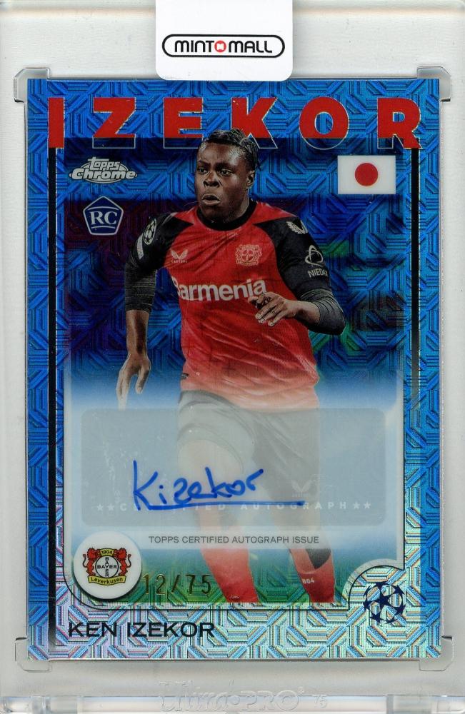 2024-25 TOPPS UEFA Club Competitions Japan Edition Ken Izekor Autographs Blue Mojo Refractors card #CAKI12/75